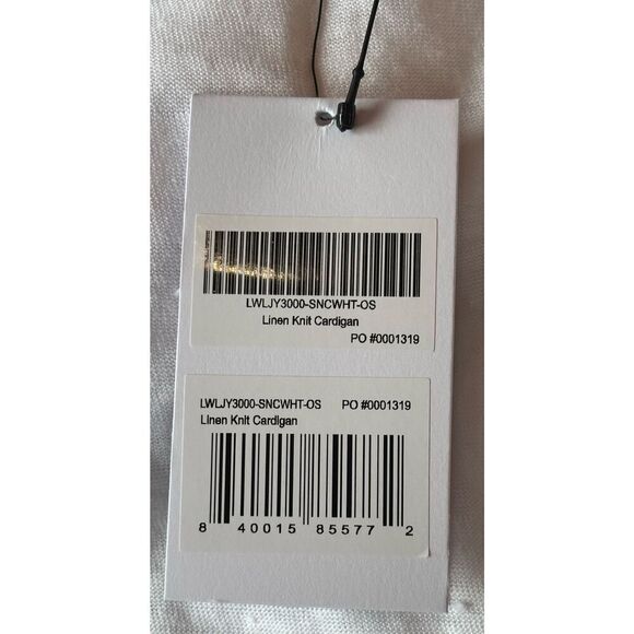 LUNYA Linen Blend Open Front Cardigan in White NWT One Size - Picture 5 of 6